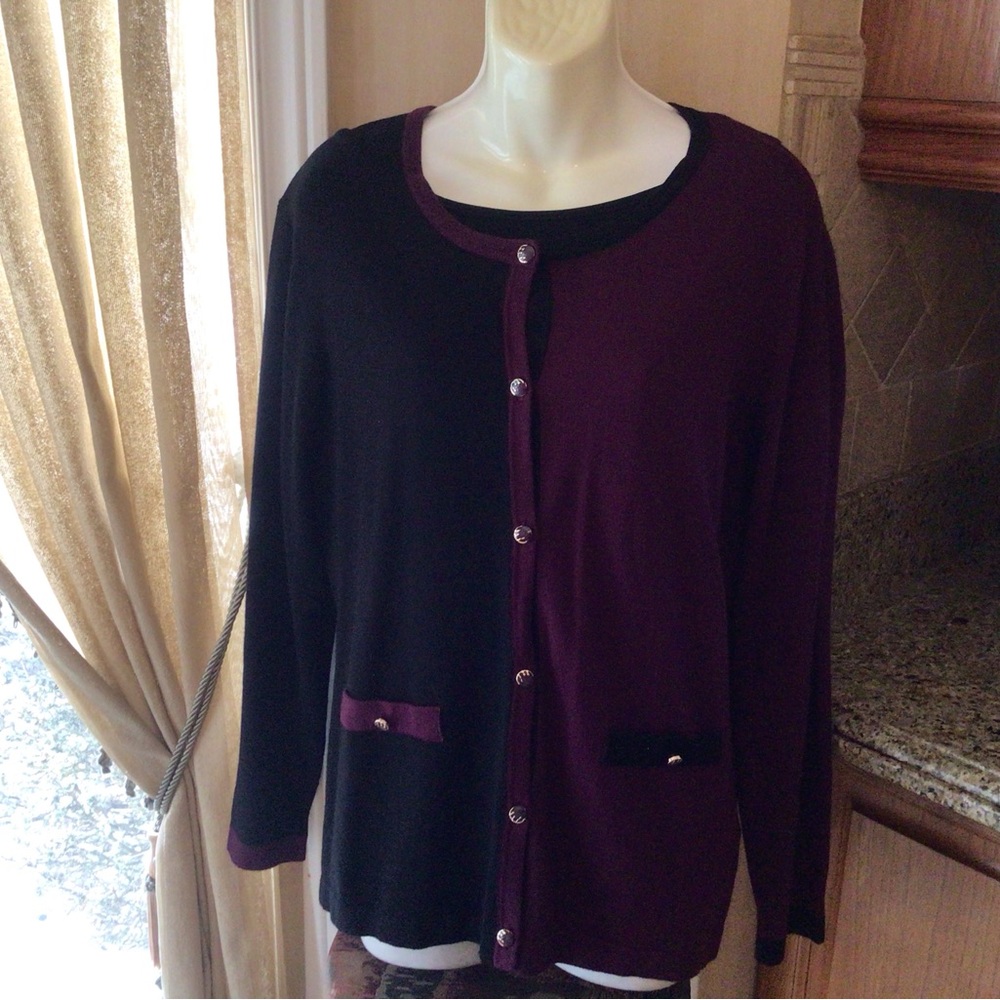 NWOT Bella Black and Purple Women's Cardigan